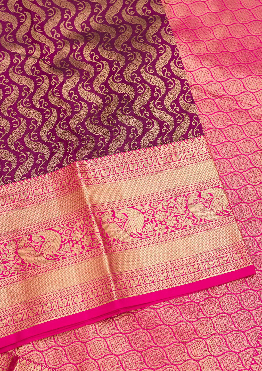 Wine Zariwork Pure Silk Saree