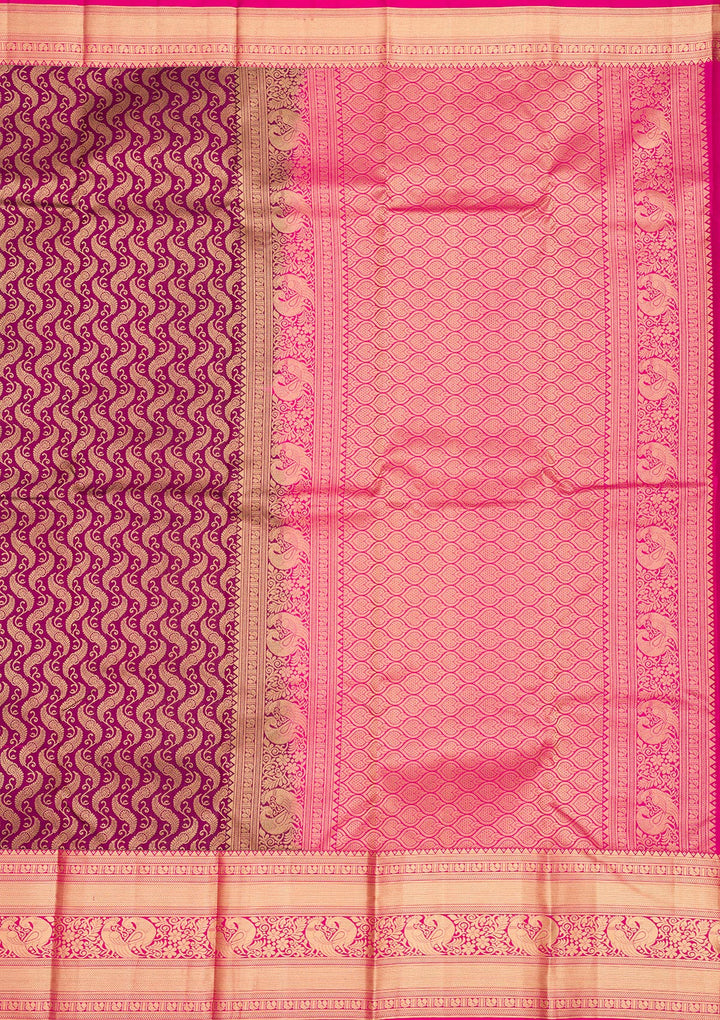 Wine Zariwork Pure Silk Saree