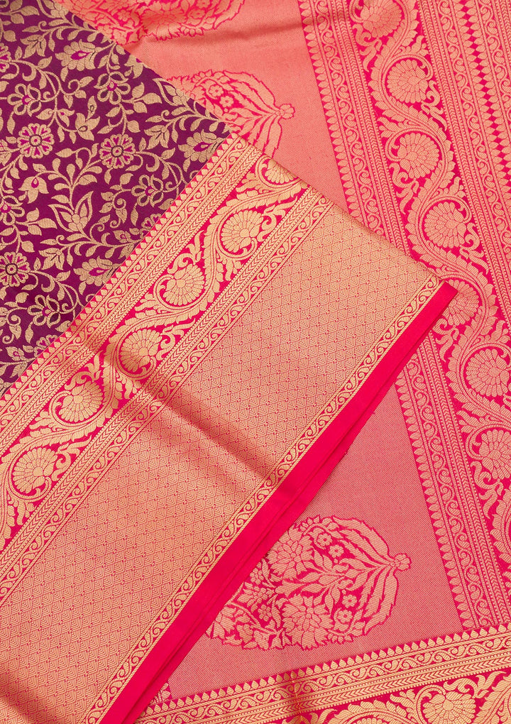 Wine Zariwork Pure Silk Saree