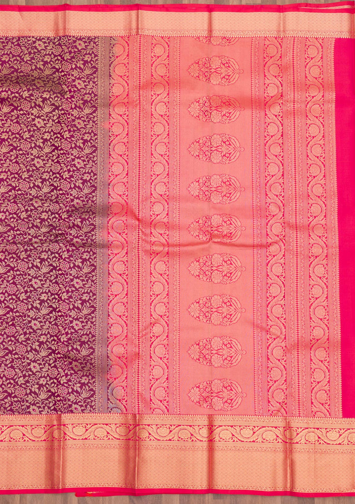 Wine Zariwork Pure Silk Saree