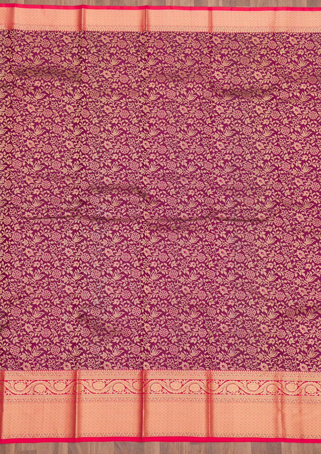 Wine Zariwork Pure Silk Saree