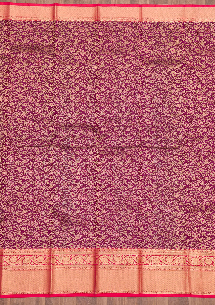 Wine Zariwork Pure Silk Saree