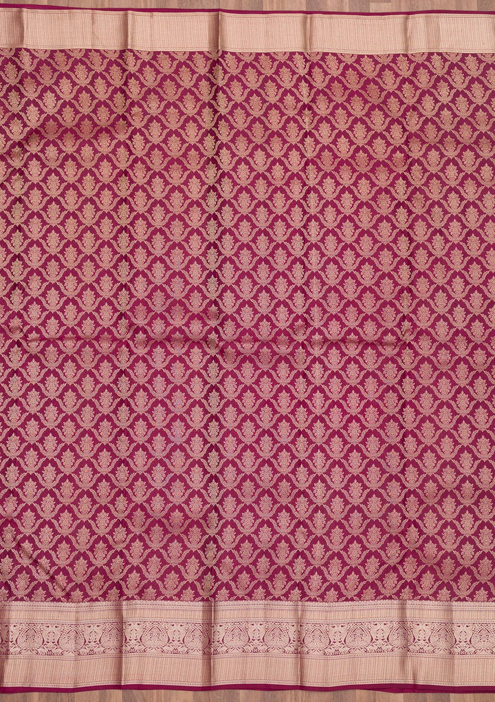 Wine Zariwork Pure Silk Saree