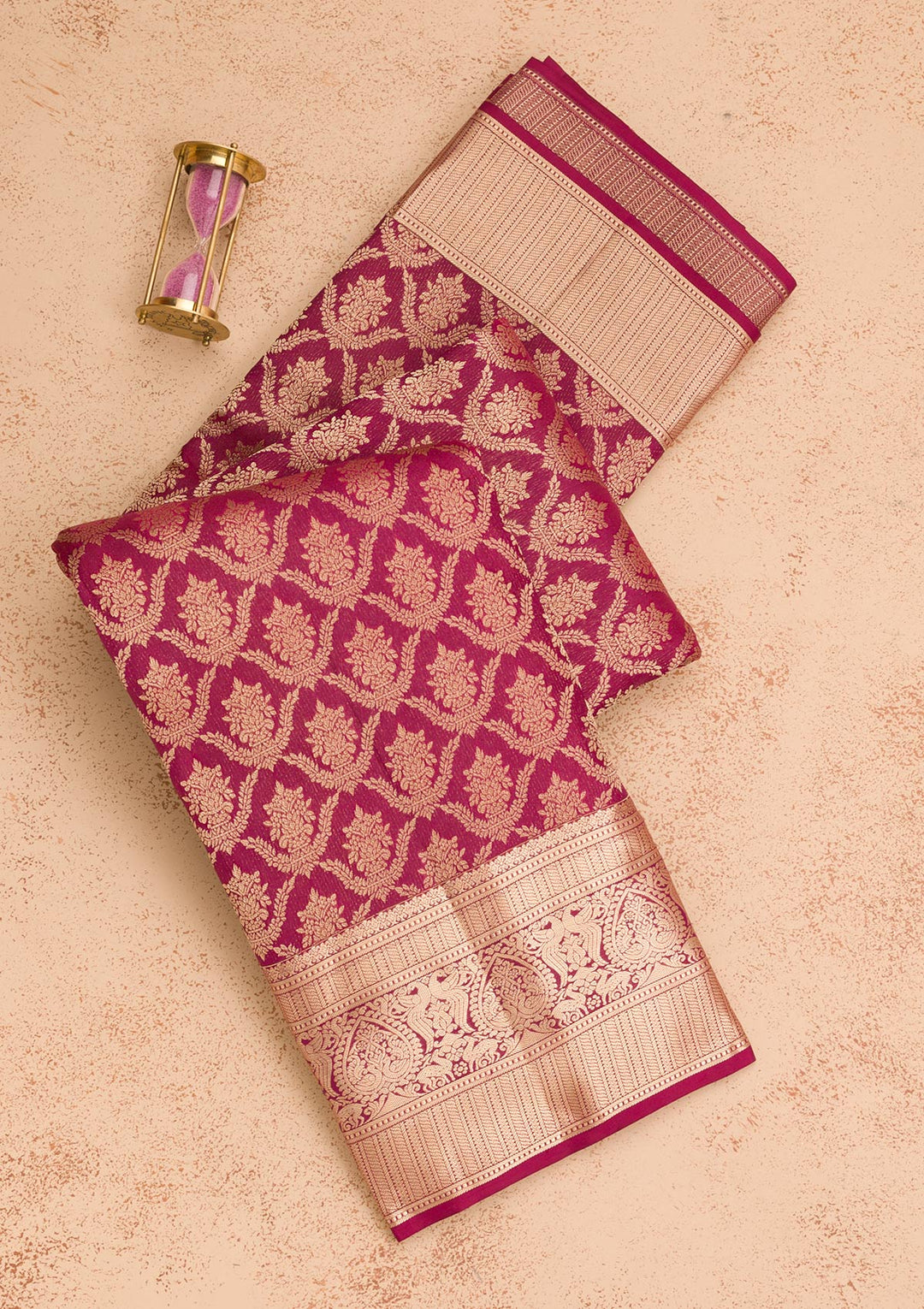 Wine Zariwork Pure Silk Saree