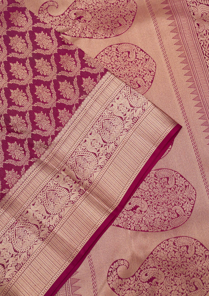 Wine Zariwork Pure Silk Saree