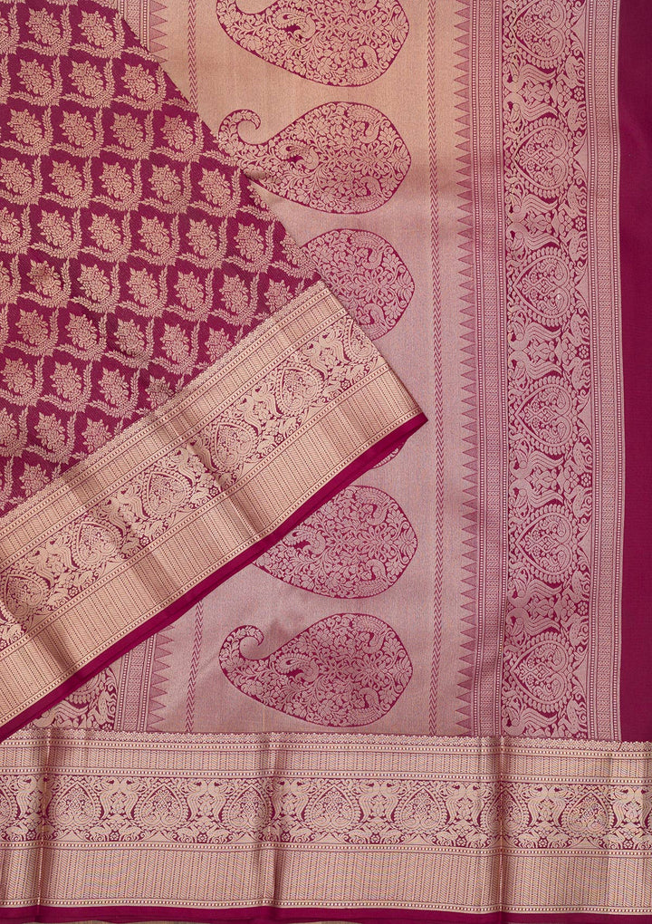 Wine Zariwork Pure Silk Saree