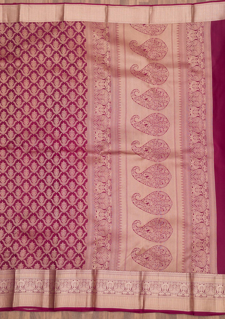 Wine Zariwork Pure Silk Saree