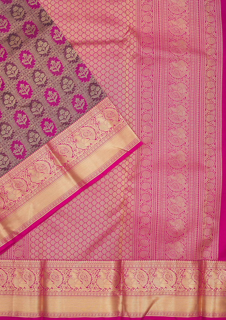 Wine Zariwork Pure Silk Saree