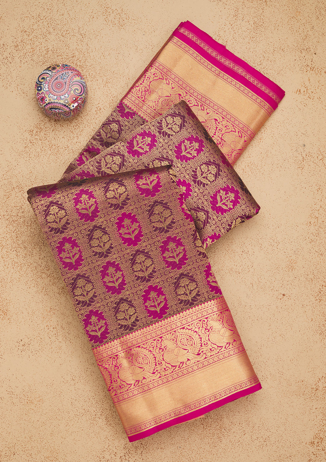Wine Zariwork Pure Silk Saree