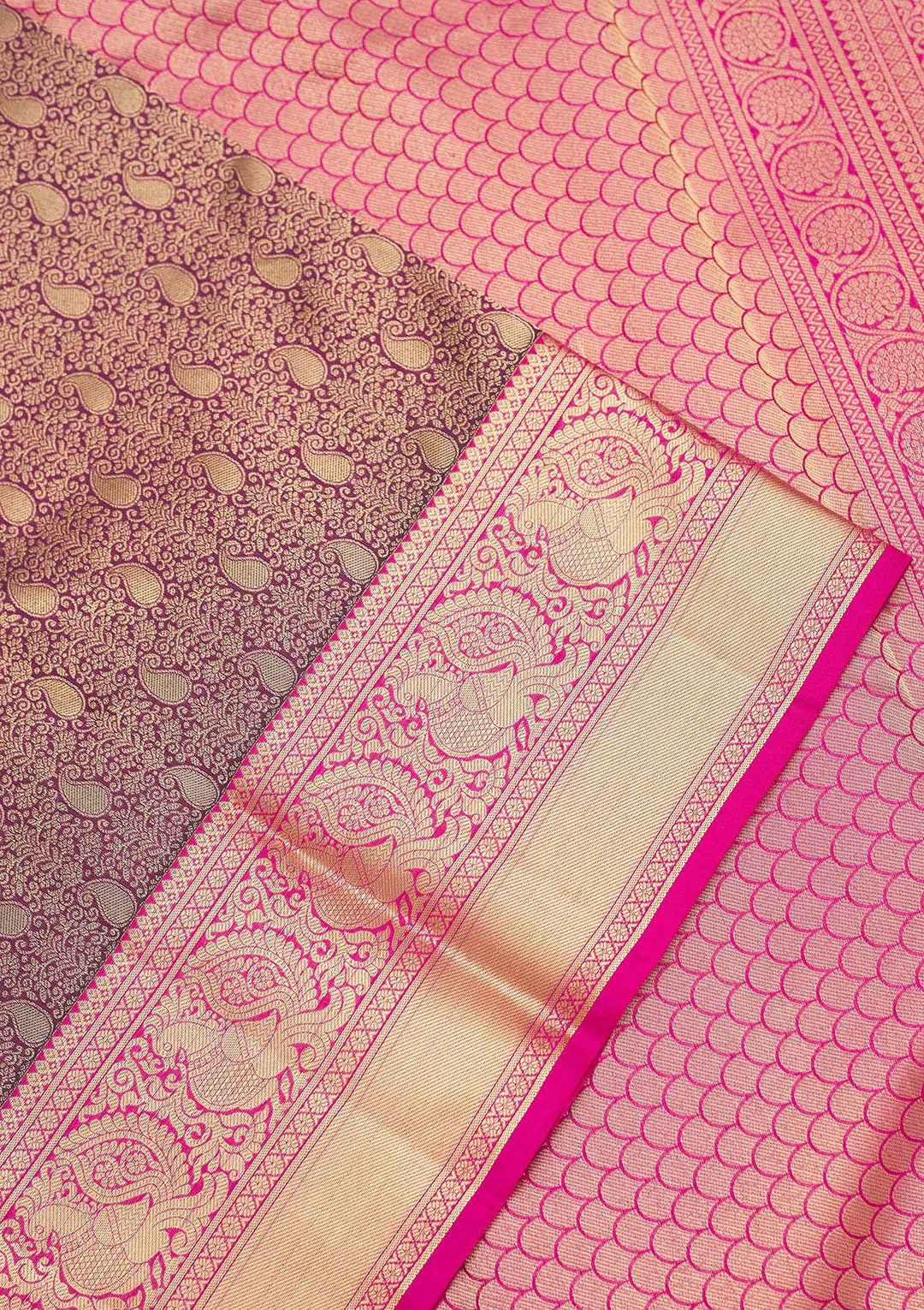 Wine Zariwork Pure Silk Saree