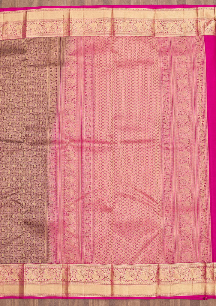 Wine Zariwork Pure Silk Saree
