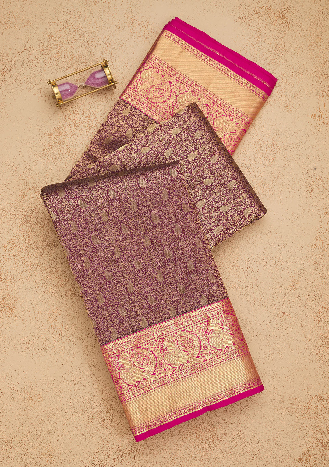 Wine Zariwork Pure Silk Saree