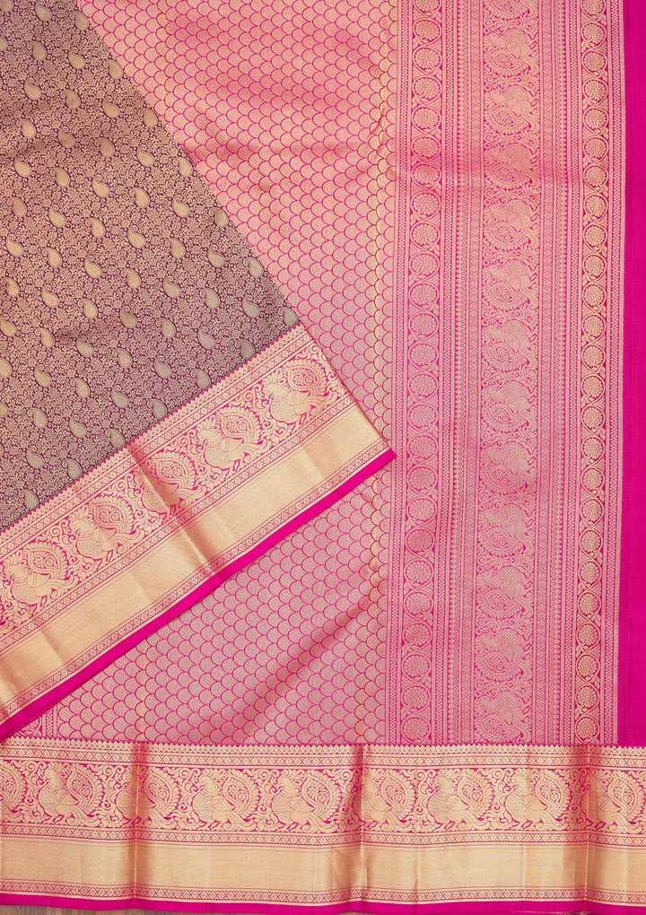 Wine Zariwork Pure Silk Saree