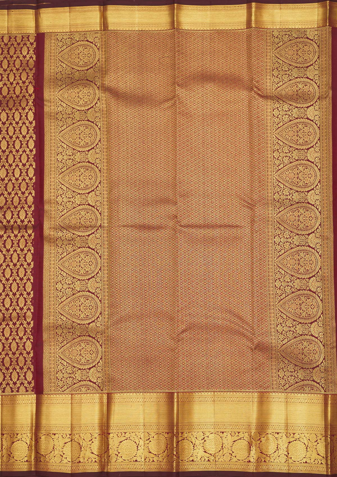Wine Zariwork Pure Silk Saree