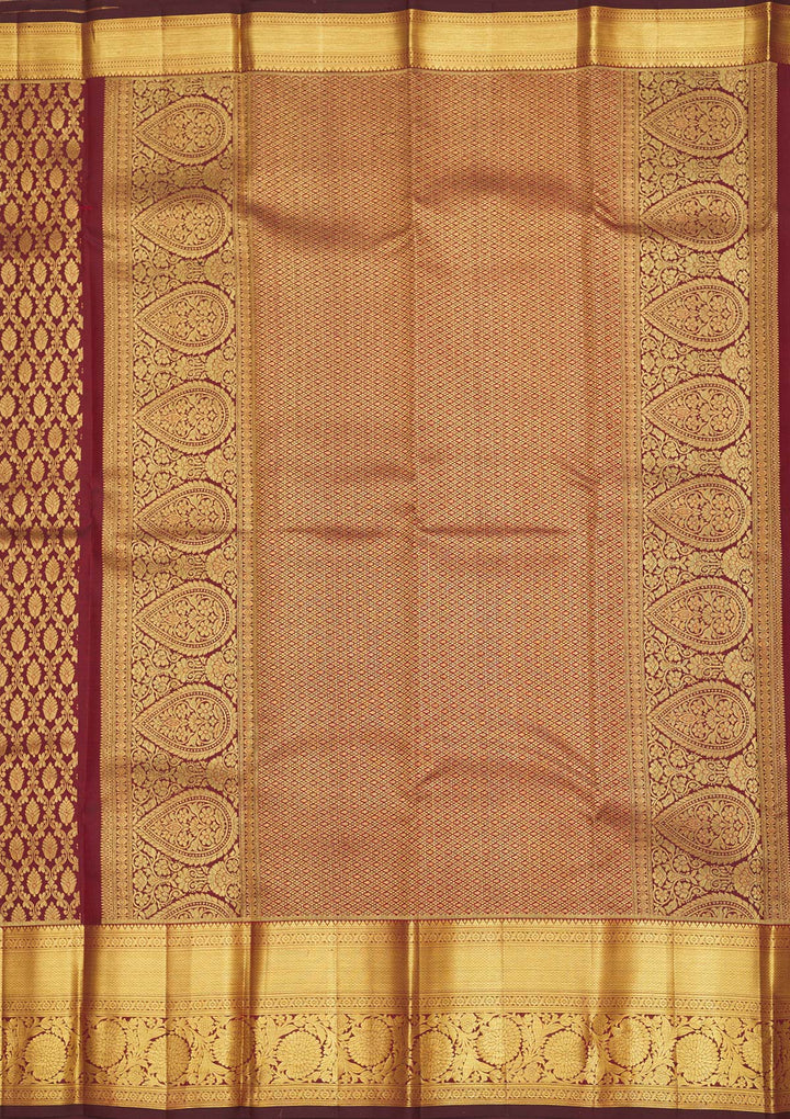 Wine Zariwork Pure Silk Saree