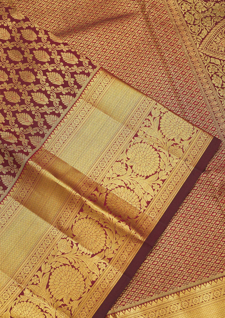 Wine Zariwork Pure Silk Saree