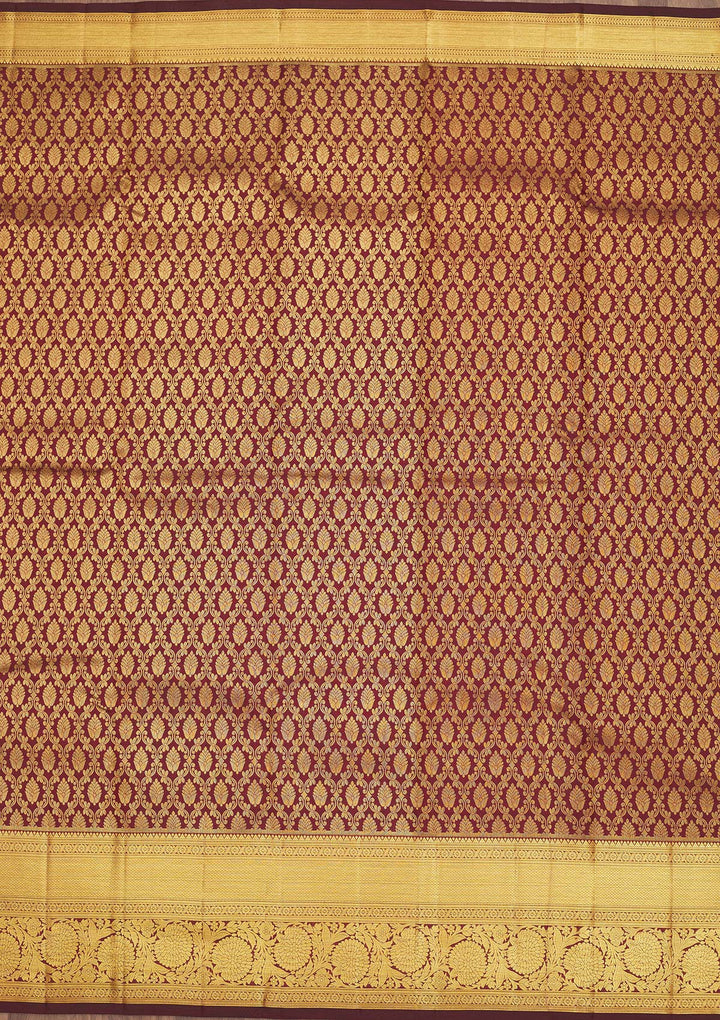 Wine Zariwork Pure Silk Saree