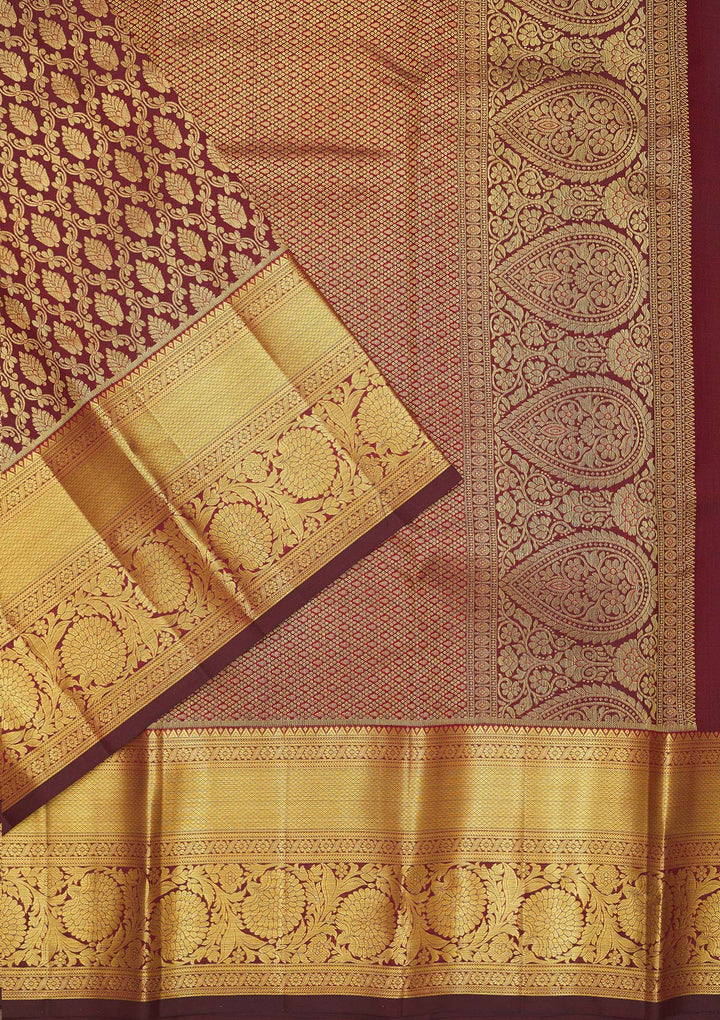 Wine Zariwork Pure Silk Saree