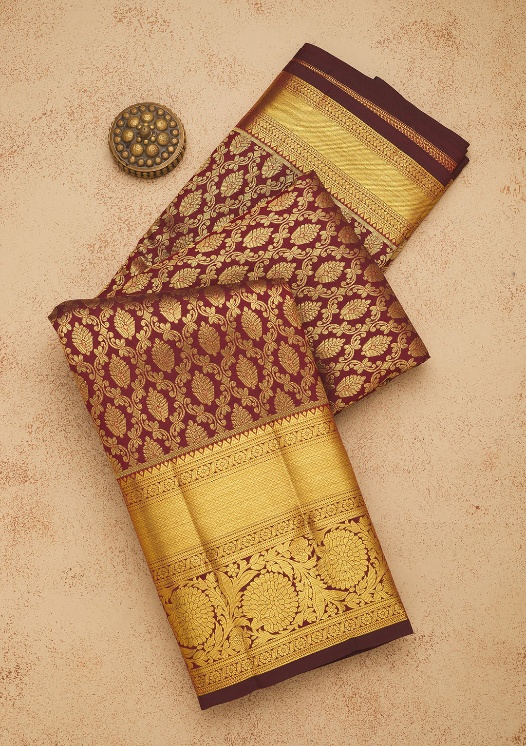 Wine Zariwork Pure Silk Saree