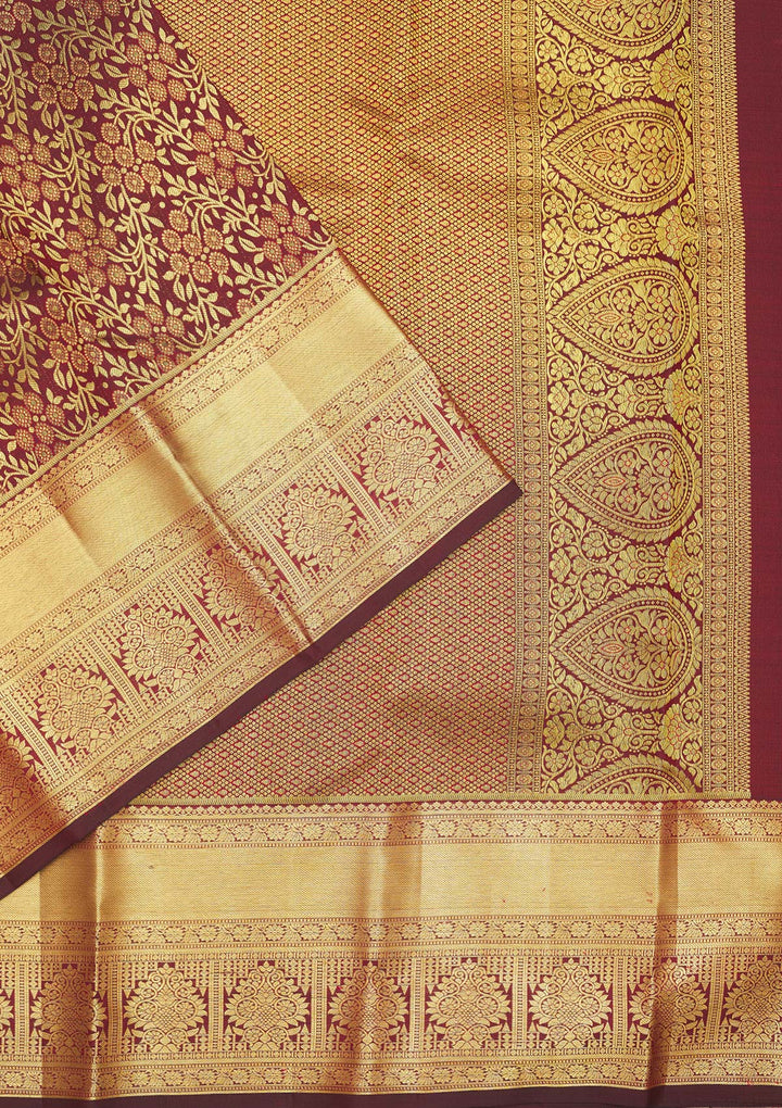 Wine Zariwork Pure Silk Saree