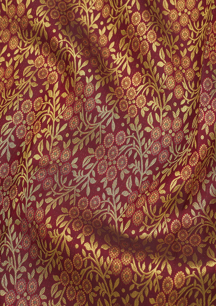 Wine Zariwork Pure Silk Saree