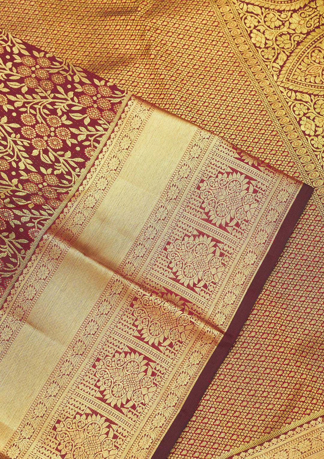 Wine Zariwork Pure Silk Saree