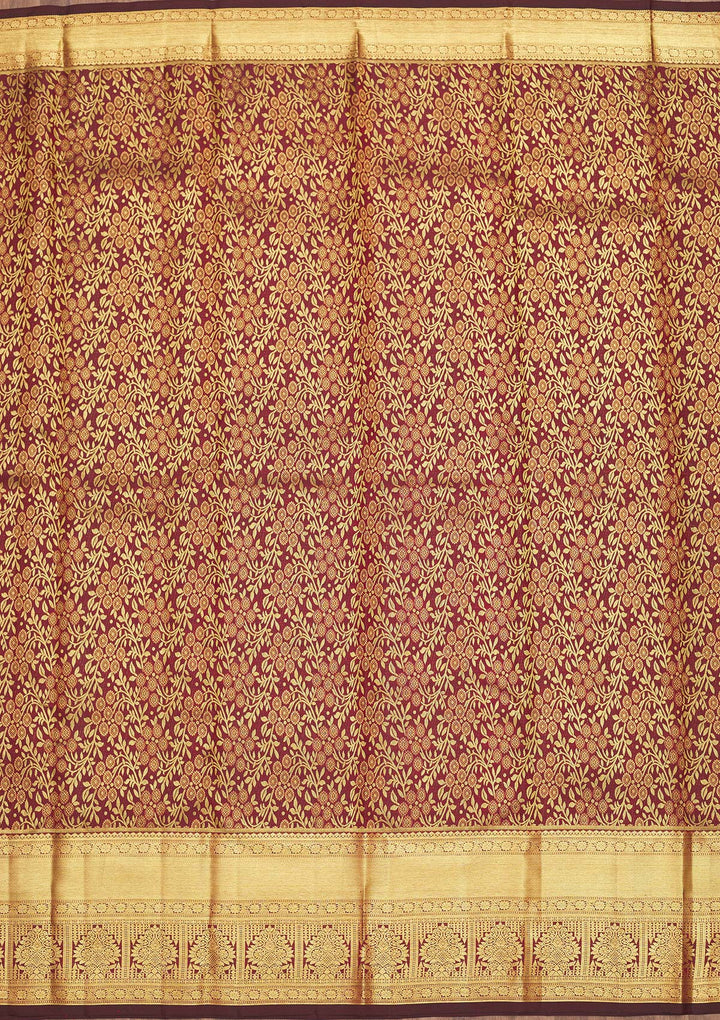Wine Zariwork Pure Silk Saree