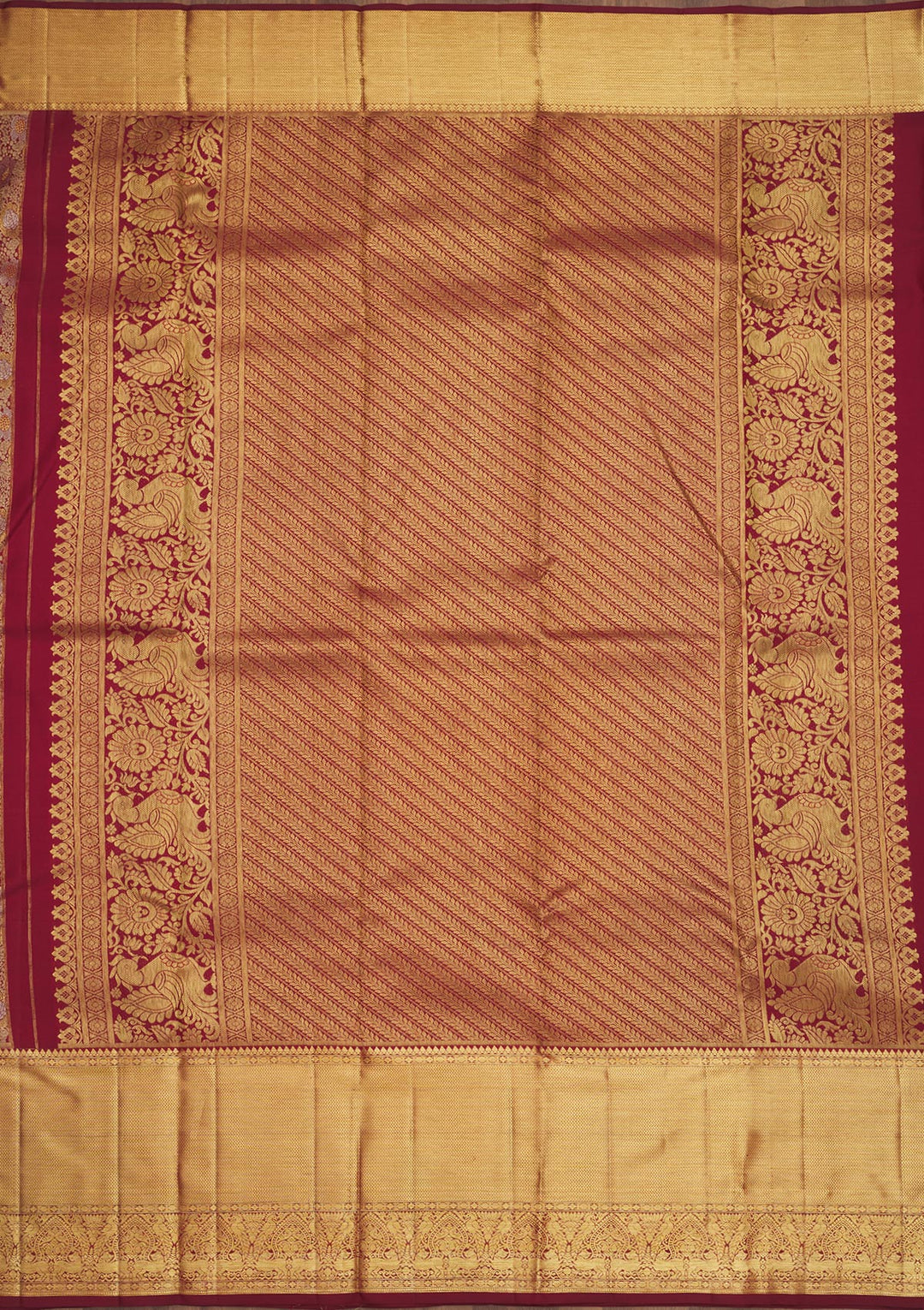 Wine Zariwork Pure Silk Saree
