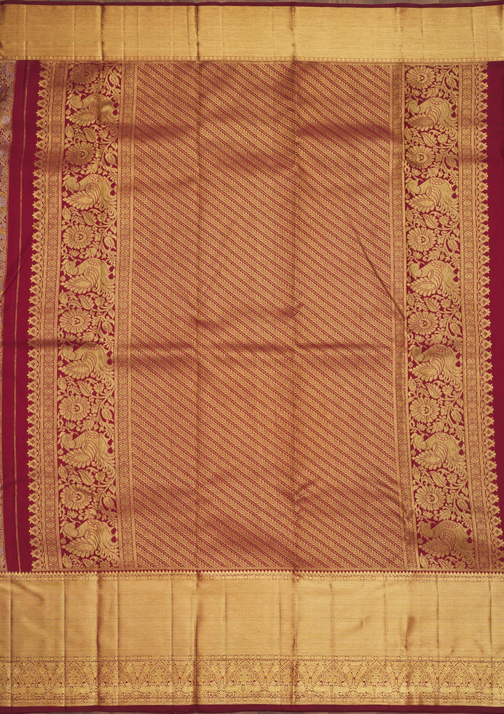 Wine Zariwork Pure Silk Saree