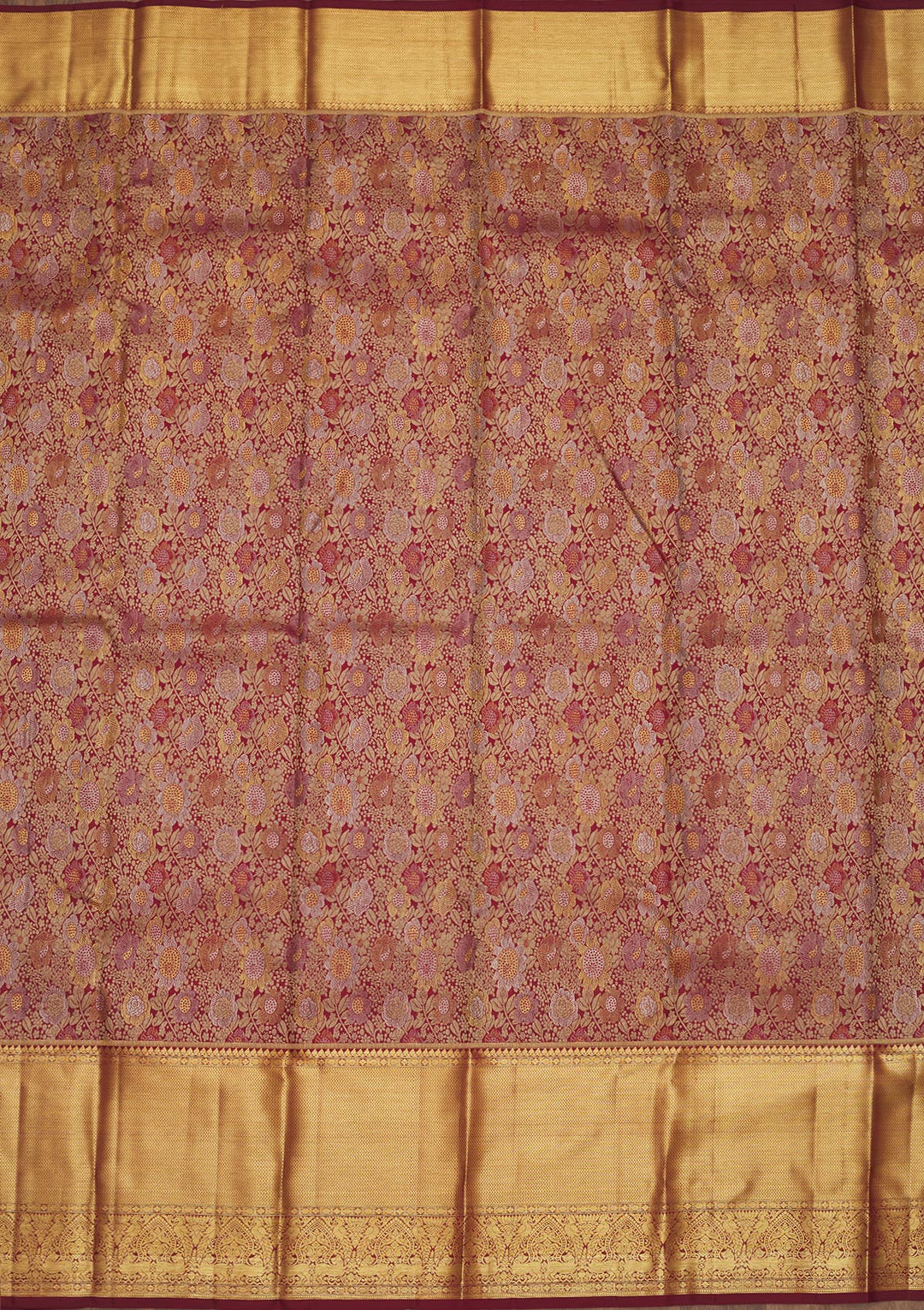 Wine Zariwork Pure Silk Saree