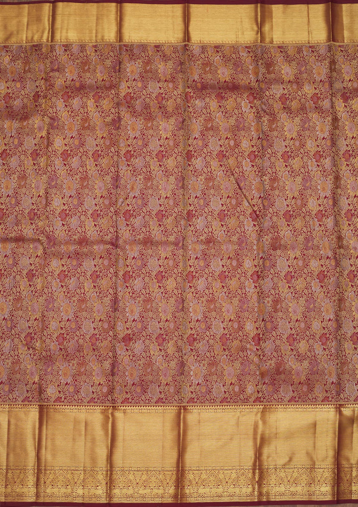 Wine Zariwork Pure Silk Saree