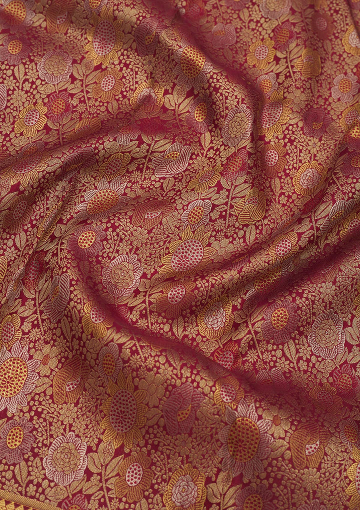Wine Zariwork Pure Silk Saree