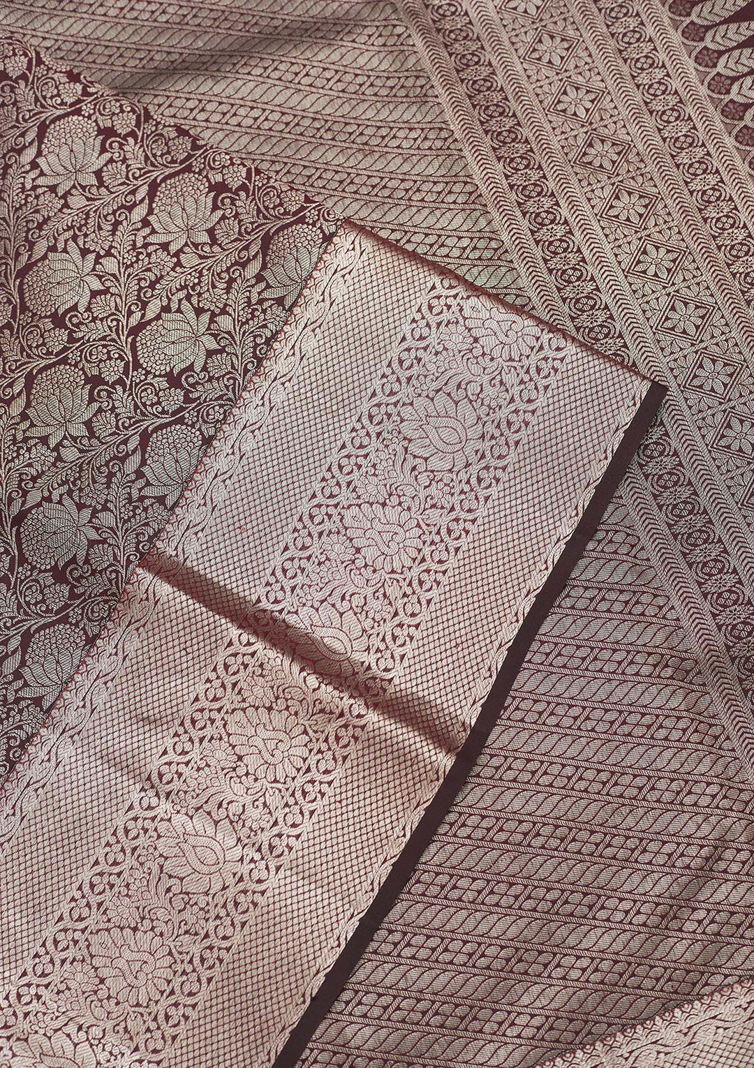 Wine Zariwork Pure Silk Saree