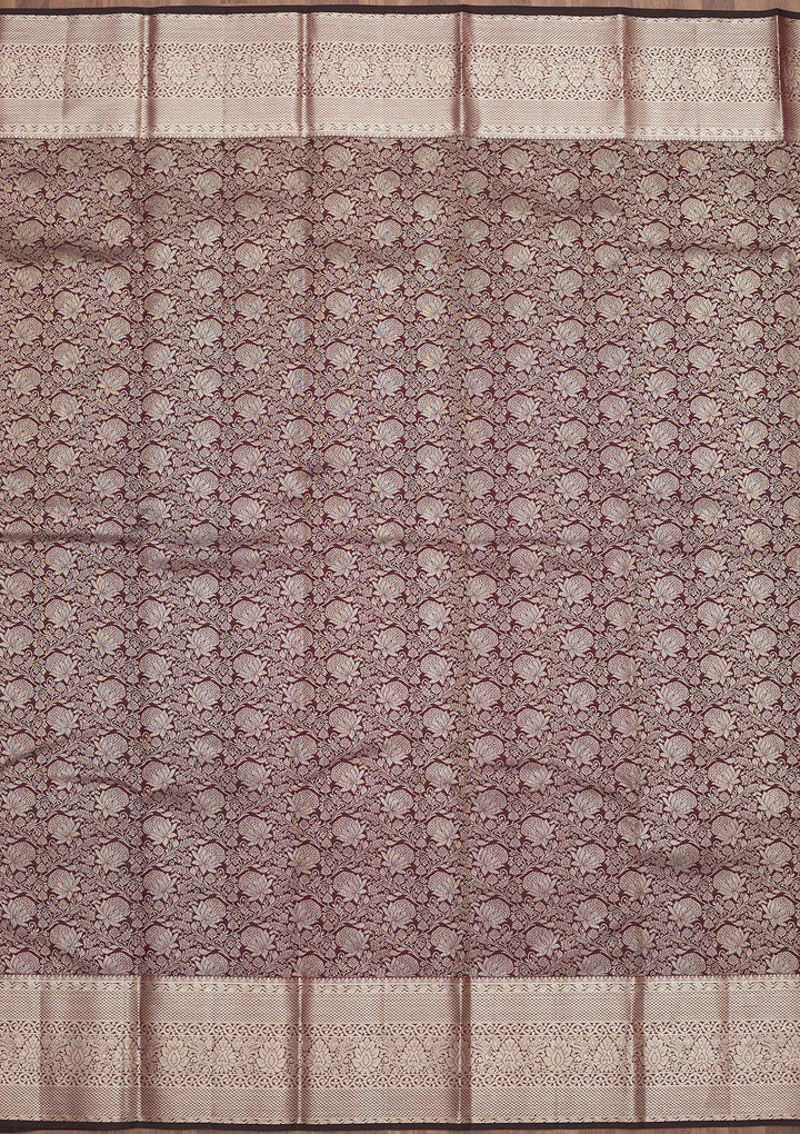 Wine Zariwork Pure Silk Saree