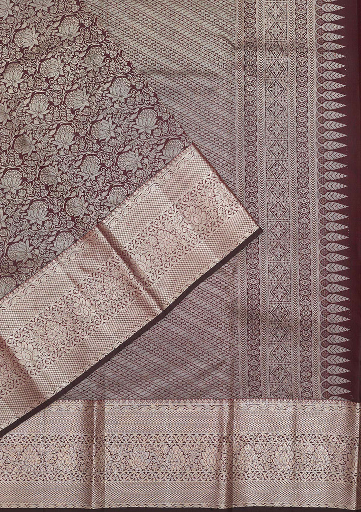 Wine Zariwork Pure Silk Saree