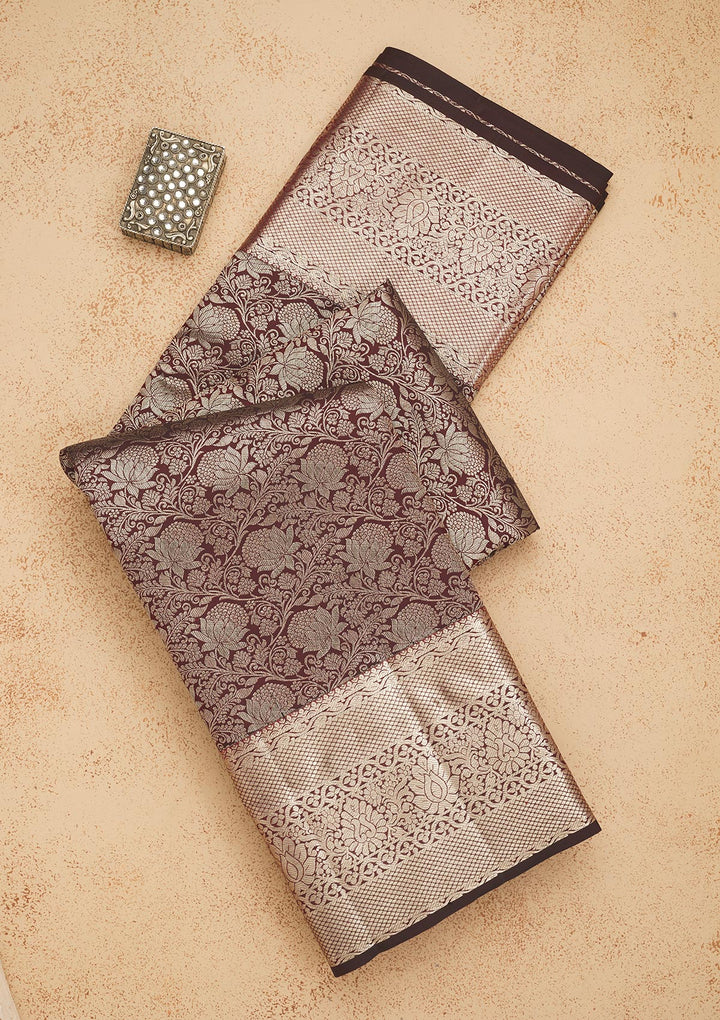 Wine Zariwork Pure Silk Saree