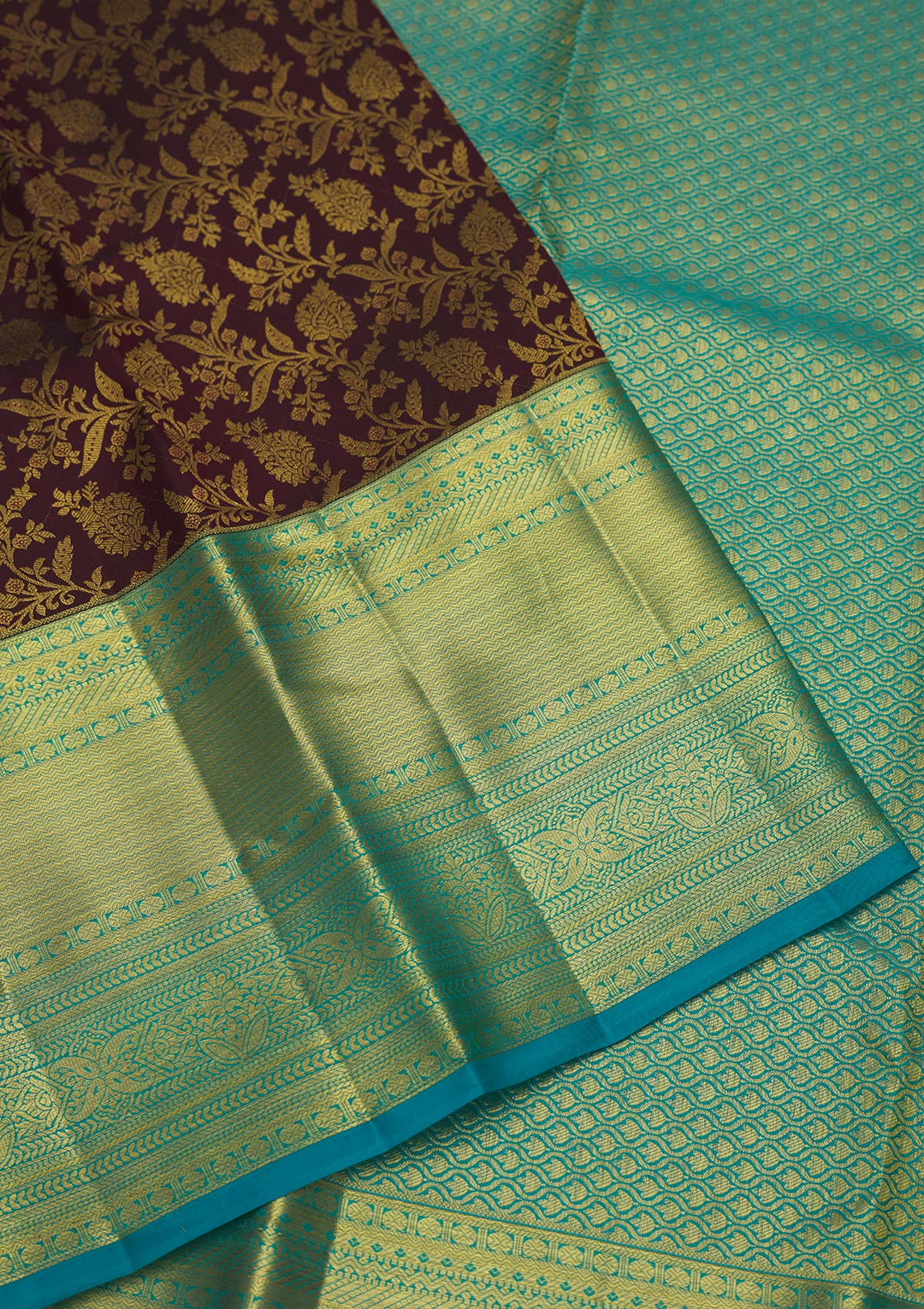 Wine Zariwork Pure Silk Saree