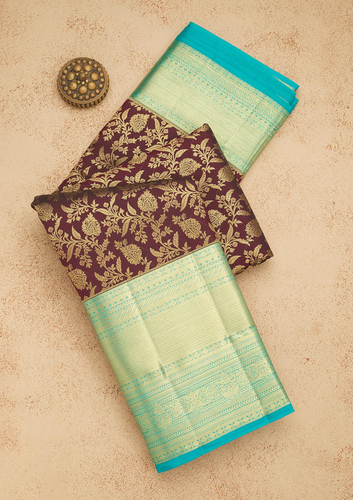 Wine Zariwork Pure Silk Saree
