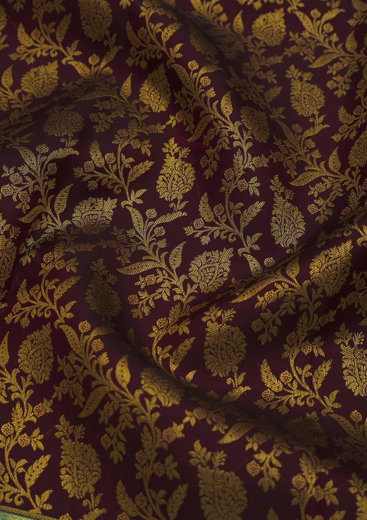 Wine Zariwork Pure Silk Saree