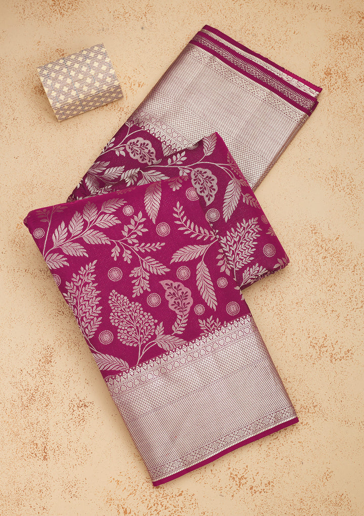 Wine Zariwork Pure Silk Saree