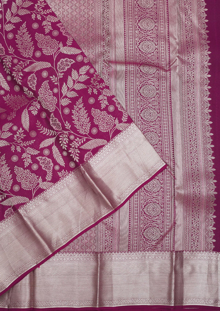 Wine Zariwork Pure Silk Saree