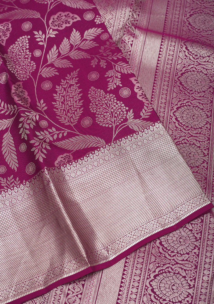 Wine Zariwork Pure Silk Saree