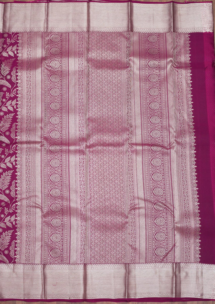 Wine Zariwork Pure Silk Saree