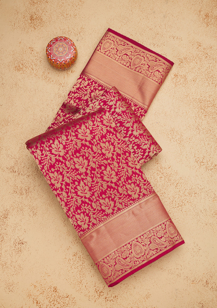 Wine Zariwork Pure Silk Saree