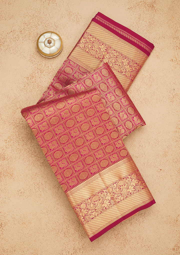 Wine Zariwork Pure Silk Saree