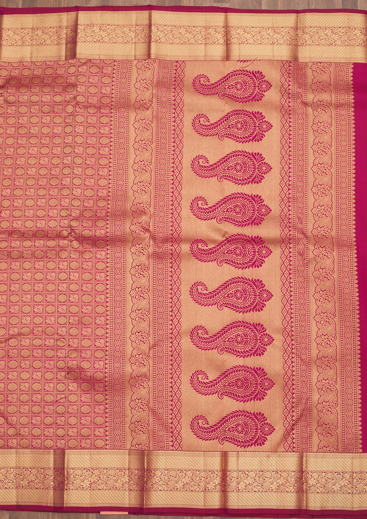 Wine Zariwork Pure Silk Saree