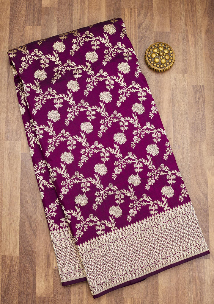Wine Zariwork Pure Silk Saree