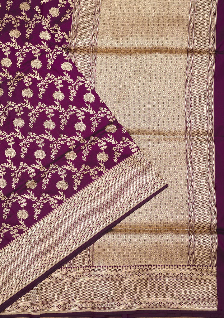 Wine Zariwork Pure Silk Saree