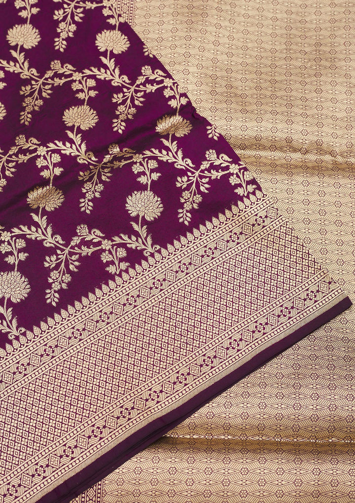 Wine Zariwork Pure Silk Saree