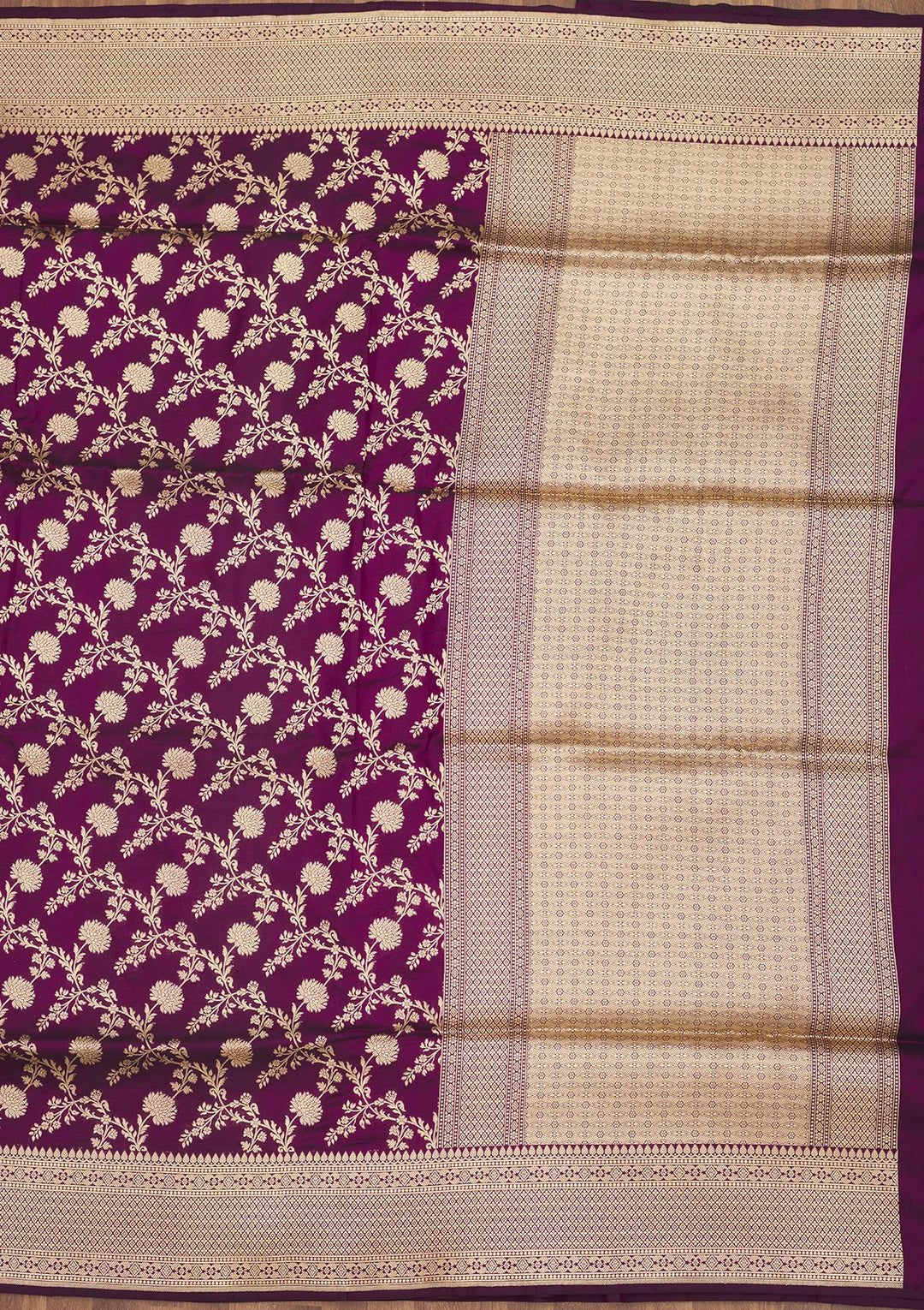 Wine Zariwork Pure Silk Saree